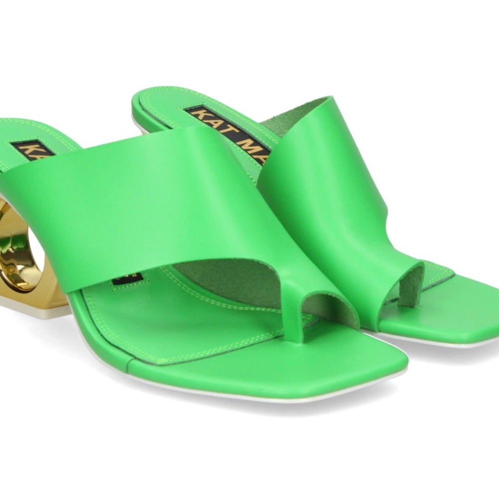 Kat Maconie Green Leather Heeled Mules- Size 6